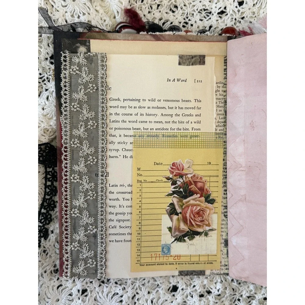 Vintage Style Handmade Junk Journal, featuring Black Lace